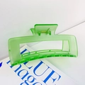 Translucent neon green matte resin hair claw clip with rectangle hollow design - 12.5CM / Classic Green