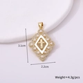 Detail shot of a 3.1cm golden diamond-shaped cross pendant with pearls and rhinestones - Cross Style P