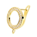 Close-up of golden round earring hoop with clear zircons and a small hanging loop - Gold Clear Zircon Ring (Style 26)