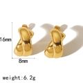 Polished 18K gold plated titanium steel twisted hoop earrings measuring 16x8mm for women - Twisted Style (TE6506)