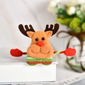 Christmas reindeer slap bracelet with brown felt, red plush nose and festive bowtie - T1-31 Reindeer (Sequin LED Light)