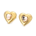 Orecchini a perno a cuore placcati in oro con cristalli rosa per donne, stile chic - Stile Cuore Oro Rosa (KE51442-Z)
