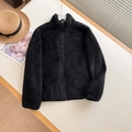Damen Herbst Winter Fleecejacke in Schwarz mit Reißverschluss und Stehkragen warm Jacke - S / Schwarz