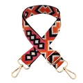 Dettaglio tracolla jacquard geometrica bohémien con moschettoni girevoli in metallo dorato - 31-Beige Arancione Rosso Anguria Fibbia Dorata