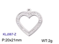 Ciondolo a cuore in acciaio inossidabile argento con cristalli bianchi, 20x21mm e 2g - Stile Cuore con Strass Argentati (KLJ067-Z)