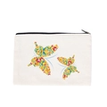 Canvas coin purse with colorful floral butterfly print and black zipper closure - Two Colorful Butterflies