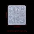Silicone ocean fish earring mold for resin art with detailed size measurements - Sea Fish Earring Pendant Mold ED#77