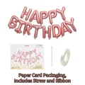 13-piece rose gold Happy Birthday foil balloon set with straw and ribbon for party decoration - Rose Gold Happy Birthday