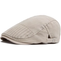 Coppola classica da uomo in cotone beige con cinturino laterale regolabile e cuciture - Regolabile / Bianco Sporco