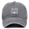 Berretto da baseball in cotone grigio lavato con ricamo DOG MOM bianco per protezione solare - Grigio