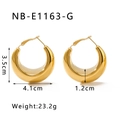 Golden hollow hoop earrings in chunky crescent style with detailed dimensions - Golden Style (NB-E1163-G)