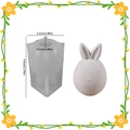Osterei-Hasen-Silikonform für DIY-Kerzen mit 9,4 cm Höhenmaßangabe im Bild - Oster Gestreifter Eier Hase