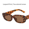 Vintage small square sunglasses with leopard print frames and brown tinted lenses - Leopard / Brown
