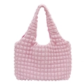 Süße rosa Handtasche mit Popcorn-Struktur und minimalistischem Blumen-Look - Rosa