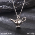 Polished silver stainless steel Aladdin lamp pendant necklace with star patterns - Pendant Only / Steel