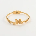 Elegant gold butterfly open bangle with matte finish and hollowed-out butterfly silhouettes - BR8250-Hollow Multiple Butterflies / Gold