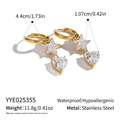 Detail of 18K gold stainless steel hoop earrings with star heart zircon pendants - Gold Star & Heart Style (YYE025355)
