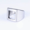 Minimalist geometric hollow square ring in matte brushed silver stainless steel - US 7 / Steel Color (20309)