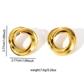 Vintage twisted hoop earrings in gold plated stainless steel with high polish finish - E0724 (Gold/Round Twisted Pattern)
