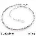 Silver stainless steel heart chain anklet with lobster clasp and adjustable link chain - Silver Wheat Braided Chain (KJ3746-Z)