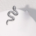 Minimalist silver snake earrings in stainless steel with a sleek metallic finish - Steel