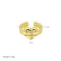 Detailed view of gold heart ring with 21mm width, 12mm height, and 4.4g weight specs - Adjustable Open / Heart Cross Zirconia Style (DR240539-A)