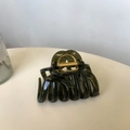 Deep green translucent large hair claw clip with golden metal spring for thick hair - Translucent Grey Green