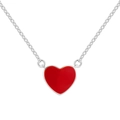Elegant silver chain necklace with a vibrant red heart-shaped pendant for women - Copper Plated 18K Gold / Silver