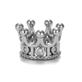 Silver crown spacer bead with sparkling zircons for DIY jewelry bracelet making - White Zirconia / Silver