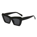 Retro thick-frame sunglasses with black geometric cat-eye style and dark grey lenses - Black Frame Black Grey Lens