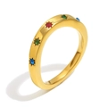 Anello stella in oro 18K con zirconi colorati incastonati e finitura lucida - US 6 / Oro