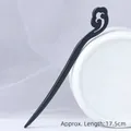 Sandalwood hairpin with carved cloud motif for hair styling, length approx 17.5cm - Ebony-like Ruyi