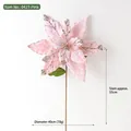 Pink poinsettia Christmas flower 40cm large artificial glitter decor with stem - Pink