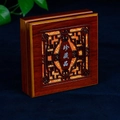 Deep brown redwood grain jewelry box with Chinese hollow carving for Buddhist beads - Hollow Carved Wood Box