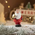 Miniature hand-painted resin Santa Claus figurine holding a star for Christmas decor - Small Santa Claus Style B (Holding Golden Star)