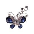 Eleganter Schmetterling Brosche mit blauen Kristallen und Strass für Mäntel und Jacken - Blau Schmetterling Stil (AL1397-B)