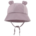 Sombrero de sol para bebé en algodón rosa palo con orejas y correa ajustable - Morado