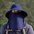 Cappello parasole blu scuro a tesa larga con maschera traspirante per trekking - Blu navy