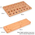 Foldable wooden Mancala board set with colorful stones in open and closed views - Large HUS Mancala Game