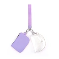Dettaglio del set portafoglio viola con cordino, custodia quadrata e mini borsa PVC - Viola Trasparente