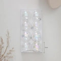 Set of 8 iridescent clear Christmas balls 6cm diameter with elegant hanging loop - Iridescent Transparent 6cm 8pcs