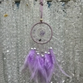 Handmade purple dreamcatcher with natural stone crystal and feathers wall hanging decoration - Light Amethyst Full Color
