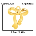 Macro detail of golden stainless steel bow pendant with dimensions and weight specs - Flat Long Bow / Gold