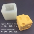 Detailed view of square cheese silicone mold with finished candle and product dimensions - Square Cheese Mold