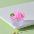 Mini roze ijsbeker hanger met kiwi en blauw-paarse gradiënt bekerhouder - Violet