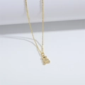 Golden bear pendant necklace with sparkling rhinestones and black gem eyes jewelry - Bear (GO)