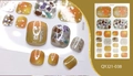 Detail of QYJ21-038 toe nail wraps with orange gradient and silver glitter mosaic effect - Orange Yellow Gradient Broken Glass Style (QYJ21-038)
