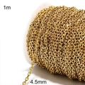 18K gold plated stainless steel O-chain for DIY jewelry making, 4.5mm width and 1m length - Gold 4.5mm Rolo Chain (KLJ8623-Z)