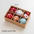 Set of 6 wool felt Christmas ornaments in a kraft gift box, 5cm diameter, 54g weight - Gingerbread & Snowflake Style / 6 Pcs/54g
