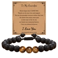 Men's Tiger Eye bead bracelet with a 'To My Grandpa' message card for gift giving - To My Grandpa